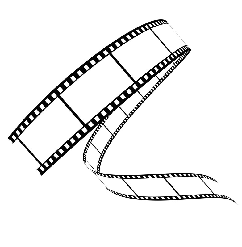 Black and white graphic of movie film strip.
