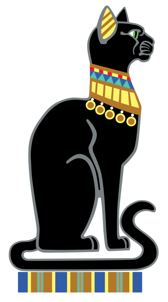 A black cat painted in Egyptian style.